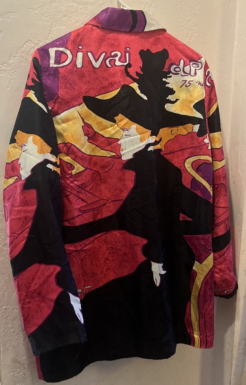 Silkworm’s 90’s Henri de Toulouse-Lautrec Colorful Artsy Blazer Oversized Vtg XL